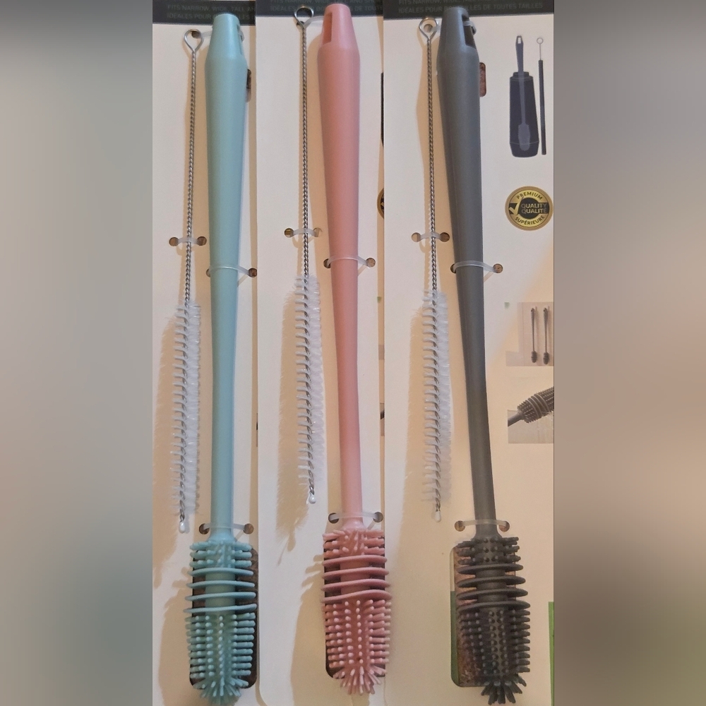 Ideal Kitchen Silicone Bottle & Straw Brush Set - Pack of 3